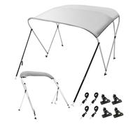 VEVOR Bimini pour Bateau à 3 Arceaux 182x117x155-167 cm Taud de Soleil Cadre en Alliage d'Aluminium et Toile Polyester 900D Auvent Pare-Soleil Repliable pour Cockpits de Voiliers Barques Gris Clair