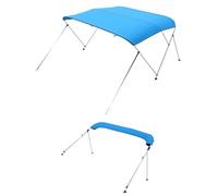 VEVOR Bimini pour Bateau à 3 arceaux, 182x117x216-228 cm, taud de Soleil avec Cadre en Alliage d'aluminium, Toile en Polyester 600D, Sac de Rangement, 2 poteaux de Support, 4 Sangles, Bleu Pacifique