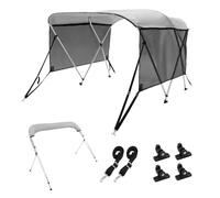 VEVOR Bimini pour Bateau à 3 Arceaux, Taud de Soleil 182x117x170-182 cm, Cadre en Alu Toile en Polyester 600D, Parois Latérales en Maille Amovibles, Auvent Pare-Soleil pour Cockpit de Voilier Barque