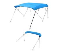 VEVOR Bimini pour Bateau à 4 arceaux, 243x137x200-213 cm, taud de Soleil avec Cadre en Alliage d'aluminium, Toile en Polyester 600D, Sac de Rangement, 2 poteaux de Support, 4 Sangles, Bleu Pacifique
