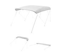 VEVOR Bimini pour Bateau à 4 arceaux, 244 x 257 cm, taud de Soleil imperméable avec Toile en Polyester 600D, Pare-Soleil, Sac de Rangement, Compatible avec Les Bateaux de Large 213-244 cm, Gris Clair