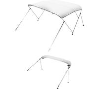 VEVOR Bimini pour Bateau à 3 arceaux, 182 x 117 x 185-198 cm, taud de Soleil avec Cadre en Alliage d'aluminium, Toile en Polyester 600D, Sac de Rangement, 2 poteaux de Support, 4 Sangles, Gris Clair