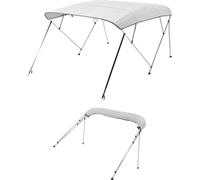 VEVOR Bimini Top couverture de bateau pare-soleil (4 arceaux) en polyester 600D avec cadre en alliage d'aluminium, pare-soleil de bateau étanche avec sac de rangement, 201-213 cm (B) Gris clair