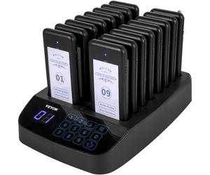 VEVOR Bipeur Client 20 H Système de Radiomessagerie 98 Canaux Système d'Appel sans Fil Téléavertisseur Restaurant Écran Tactile 16 Téléavertisseurs Bipeur Serveur Restaurant pour Restaurant Bar Café
