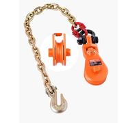 VEVOR Appareil de pêche de 2 tonnes avec chaîne G80, manille à émerillon, poulie de 74 mm pour câble métallique de 3/8 pouces, treuil forestier pour le remorquage et la récupération de camions à plate
