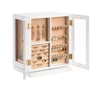 VEVOR Boîte à bijoux rotative à 360°, coffret à bijoux, avec 5 tiroirs et fenêtre en acrylique, grand étui de rangement avec poignées en métal, fond rembourré et doublure en velours doux, blanc
