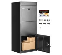 VEVOR Boîte à Colis 500x360x1198 mm Boîte aux Lettres en Acier Galvanisé, Verrouillable à Clés, avec Conception Antivol, Résistante aux Intempéries, Dépôt Colis pour Extérieur, Maison, Bureau, Noir