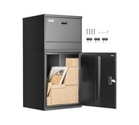 VEVOR Boîte à Colis 500x398x980 mm Boîte aux Lettres en Acier Galvanisé, Verrouillable à Clés, avec Conception Antivol, Résistante aux Intempéries, Dépôt Colis pour Extérieur, Maison, Bureau, Noir