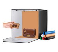 VEVOR Boîte à lumière pour studio photo, 60 x 60 cm, 3000-5600 K, 3 températures de couleur réglables, kit de tente de prise de vue avec 160 LED, 6 arrière-plans, bloc d'alimentation, tissu lumineux d