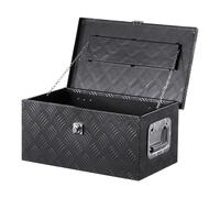 VEVOR Boîte à outils pour camion en aluminium, 508x304,8x241,3 mm, coffre de benne de pick-up verrouillage, plaqué à rayures avec poignées latérales et clés pour remorque camping-car camionnette, noir