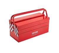 Boîte à outils VEVOR 457,2x200x215mm, 3 couches, 5 compartiments, acier revêtu par poudre, caisse à outils pour la maison, l'usine, l'entrepôt, l'atelier de réparation, rouge