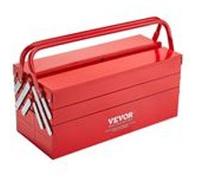 VEVOR Boîte à outils métal 457,2 mm – 3 niveaux, 4 plateaux, couvercle rabattable