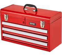 VEVOR Boîte à outils en métal, 52,1 cm, boîte à outils portable en métal, petite boîte à outils, organisateur d'outils polyvalents à revêtement par poudre, rouge