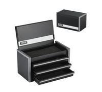 VEVOR Boîte à Outils Métal, 218,4 mm, Caisse à Outils Acier Portable avec 3 Tiroirs, Petit Coffre à Outillage, Doublure EVA, Patins PP, Ouverture à Roulement à Billes, Finition Revêtement Poudre, Noir