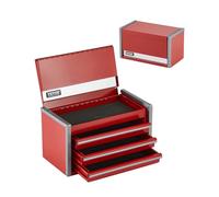 VEVOR Boîte à Outils Métal, 218,4 mm, Caisse à Outils Acier Portable avec 3 Tiroirs, Petit Coffre Outillage, Doublure EVA, Patins PP, Ouverture à Roulement à Billes, Finition Revêtement Poudre, Rouge