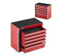 VEVOR Boîte à Outils Métal, 218 mm, Caisse à Outils Acier Portable avec 5 Tiroirs, Petit Coffre Outillage, Doublure EVA, Patins PP, Ouverture à Roulement à Billes, Finition Revêtement en Poudre, Rouge