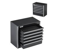 Boîte à outils métallique VEVOR, boîte à outils portable 8,6 pouces en métal, acier robuste avec ouverture à roulement à billes et revêtement par poudre, noir