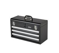 VEVOR Boîte Caisse Coffre Organisateur Outils en Métal 520 mm 3 Tiroirs Noir