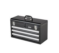 VEVOR Boîte Caisse Coffre Organisateur Outils en Métal 520 mm 3 Tiroirs Noir