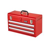 VEVOR Boîte à Outils Métal, 520 mm, Caisse à Outils Acier Portable avec 3 Tiroirs Coulissants Roulement à Billes, Petit Coffre Outillage Multifonction, Doublure EVA, Finition Revêtement Poudre, Rouge