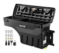 VEVOR Boîte à Outils pour Camion 25 L, Coffre de Benne Côté Passager Droit, Compatible avec Ram 1500/2500/3500 (2002-2018), Pour Pick-up, Double Verrouillage, En ABS Étanche, Perçage Requis, Noir