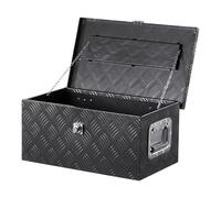 VEVOR Boîte à outils pour camion en aluminium, 508x304,8x241,3 mm, coffre de benne de pick-up verrouillage, plaqué à rayures avec poignées latérales et clés pour remorque camping-car camionnette, noir