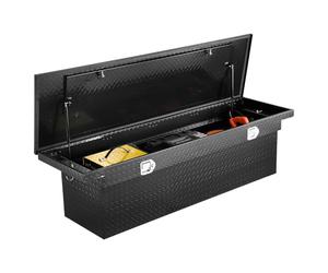 VEVOR Boîte à outils pour camion robuste en aluminium à texture diamant, 1770x501x465 mm, coffre à outils étanche pour benne de camionnette, camping-car, avec serrure, clés et poignées latérales, noir