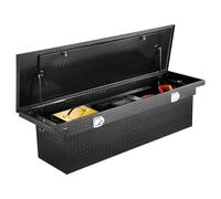 VEVOR Boîte à outils pour camion robuste en aluminium à texture diamant, 1851x502x380 mm, coffre à outils étanche pour benne de camionnette, camping-car, avec serrure, clés et poignées latérales, noir