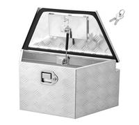 VEVOR Boîte à Outils pour Remorque 66x33x30,5 cm, Coffre de Timon Flèche de Remorque en Aluminium, pour Rangement Pick-up Caravane Véhicule Tout-terrain, Caisse à Outils avec Serrure et Clés, Argenté