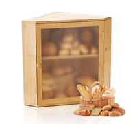VEVOR Boîte à Pain d'Angle de Comptoir de Cuisine 2 Niveaux, Récipient de Stockage pour Pain de Style Ferme, Grande Capacité, avec Panneau de Porte Ondulé en Acrylique, Rangement Alimentaire, Naturel