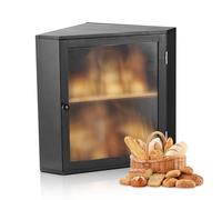 VEVOR Boîte à Pain d'Angle pour Comptoir de Cuisine 2 Niveaux, Récipient de Stockage pour Pain de Style Ferme, Grande Capacité, avec Panneau de Porte Ondulé en Acrylique, Rangement Alimentaire, Noir