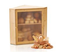 VEVOR Boîte à Pain d'Angle de Comptoir de Cuisine 2 Niveaux, Récipient de Stockage pour Pain de Style Ferme, Grande Capacité, avec Panneau de Porte Ondulé en Acrylique, Rangement Alimentaire, Naturel