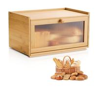 VEVOR Boîte à Pain pour Comptoir de Cuisine 1 Niveau, Récipient de Stockage pour Pain de Style Ferme, Grande Capacité, avec Panneau de Porte Ondulé en Acrylique, Rangement Alimentaire, Naturel