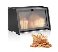 VEVOR Boîte à Pain pour Comptoir de Cuisine 1 Niveau, Récipient de Stockage pour Pain de Style Ferme, Grande Capacité, avec Panneau de Porte Ondulé en Acrylique, Rangement Alimentaire, Noir
