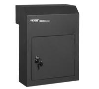 VEVOR Boîte aux lettres encastrable porte 304x150x405 mm avec serrure à clé noir