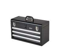 VEVOR Boîte Caisse Coffre Organisateur Outils en Métal 520 mm 3 Tiroirs Noir
