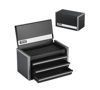 VEVOR Boîte à Outils Métal, 218,4 mm, Caisse à Outils Acier Portable avec 3 Tiroirs, Petit Coffre à Outillage, Doublure EVA, Patins PP, Ouverture à Roulement à Billes, Finition Revêtement Poudre, Noir