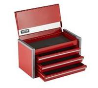 VEVOR Boîte à outils métal 218,4 mm – 3 tiroirs, doublure EVA, patins PP, roulement à billes – Rouge