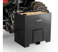 VEVOR Boîte de Ballast pour Tracteur 3 Points Catégorie 1, Charge Max. 363 kg, Boîte de Lest pour Tracteur et Chargeur, Volume 0,14 m³, en Acier Q235, avec Récepteur 55 mm, Porte Coulissante, Noir