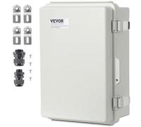 VEVOR Boîte de jonction électrique, 430x330x180 mm boîtier électrique plastique ABS couvercle à charnière, loquet en acier inoxydable, étanche IP67 à la poussière pour projets électriques extérieurs