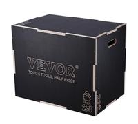 VEVOR Boîte de Pliométrie 3-en-1 Boîte à Saut Musculation Fitness Crossfit en Bois Antidérapant Hauteur 76/60/50 cm Charge 204 kg pour Entraînement Pliométrique Step-ups Pompes Squats Gym Domicile