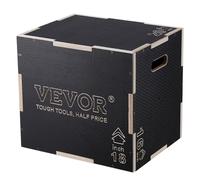 VEVOR Boîte de Pliométrie 3-en-1 Boîte à Saut Musculation Fitness Crossfit en Bois Antidérapant Hauteur 50/45/40 cm Charge 204 kg pour Entraînement Pliométrique Step-ups Pompes Squats Gym Domicile