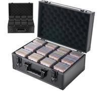 VEVOR Boîte de Rangement Carte Gradée 120 PSA 4 Rangées Mallette à Serrure, pour Cartes de Sport et Collection, Capacité 95 SGC 85 BGS 435 Toploaders 999+ Cartes en Vrac, avec 2 Clés, 12 Séparateurs