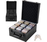 VEVOR Boîte de Rangement Carte Gradée 150 PSA 3 Rangées Mallette à Serrure, pour Cartes de Sport et Collection, Capacité 100 SGC 80 BGS 500 Toploaders 999+ Cartes en Vrac, avec 2 Clés, 12 Séparateurs