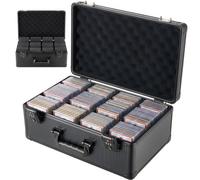 VEVOR Boîte de Rangement Carte Gradée 152 PSA 4 Rangées Mallette Verrou TSA, pour Cartes de Sport et à Collection, Capacité 120 SGC, 100 BGS, 550 Toploaders, 999+ Cartes en Vrac, avec 12 Séparateurs