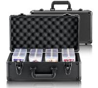 VEVOR Boîte de rangement pour cartes gradées, 4 emplacements, étui de transport pour cartes de sport gradées avec séparateurs mousse, verrou à clé, pour 108 PSA, 76 BGS, 84 SGC cartes, 388 top loaders