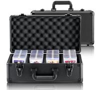 VEVOR Boîte de rangement pour cartes gradées, 4 emplacements, étui de transport pour cartes de sport gradées avec séparateurs mousse, verrou à clé, pour 108 PSA, 76 BGS, 84 SGC cartes, 388 top loaders