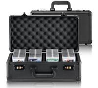 VEVOR Boîte de rangement pour cartes gradées, 4 emplacements, étui de transport pour cartes de sport gradées, séparateurs en mousse, verrou à code, pour 108 PSA, 76 BGS, 84 SGC cartes, 388 top loaders