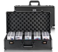 VEVOR Boîte de rangement pour cartes gradées, 5 emplacements, étui de transport pour cartes de sport gradées, séparateurs mousse, verrou à code, pour 162 PSA, 115 BGS, 130 SGC cartes, 585 top loaders