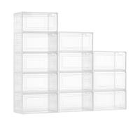 VEVOR Boîtes à Chaussures Empilables Lot de 12, Rangement Chaussures jusqu’à la Pointure US 13, en Plastique, avec Porte Magnétique, pour Ranger Talons Hauts, Bottes et Chapeaux, Blanc Transparent